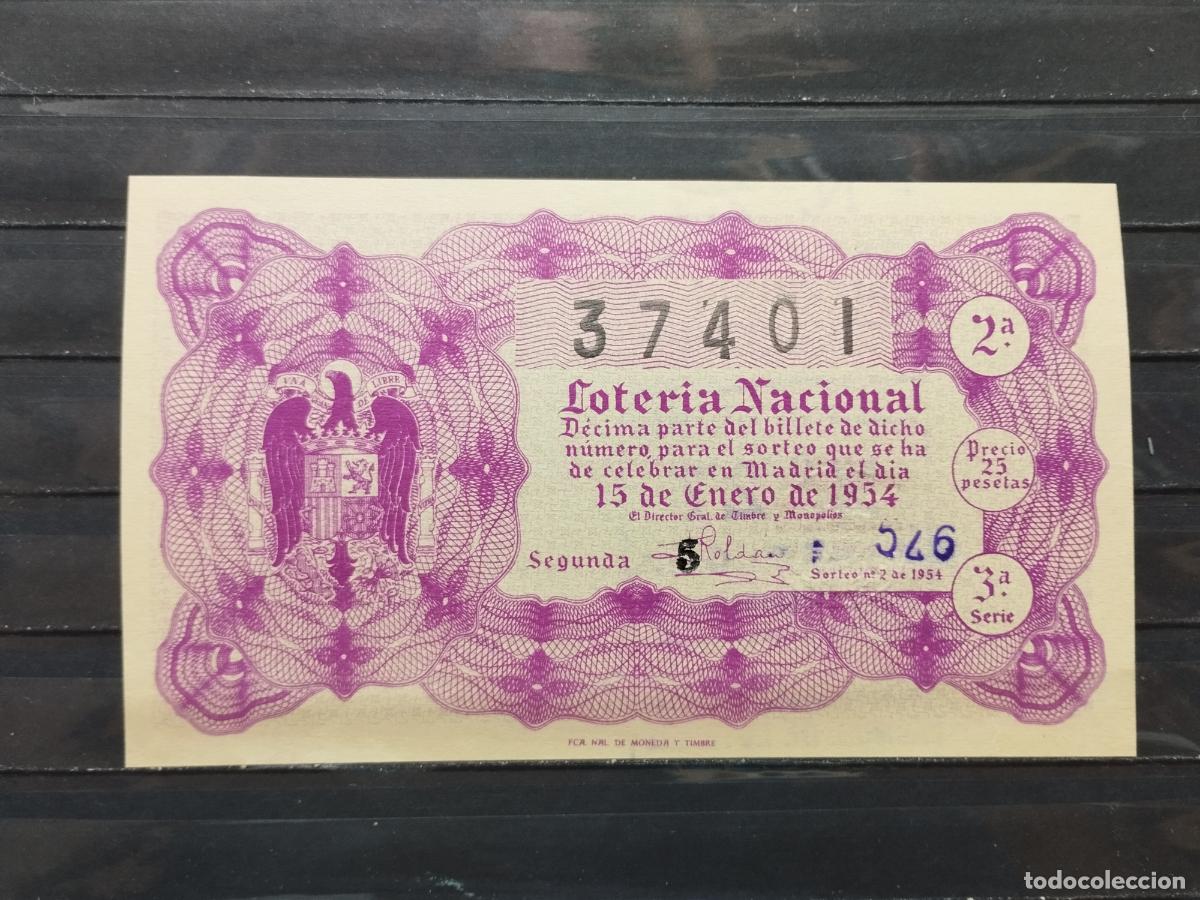 Lotteria Nationale Spagnola: BZB DECIMO DE LOTERIA 1954. SORTEO 2. PERFECTO SIN DOBLECES.