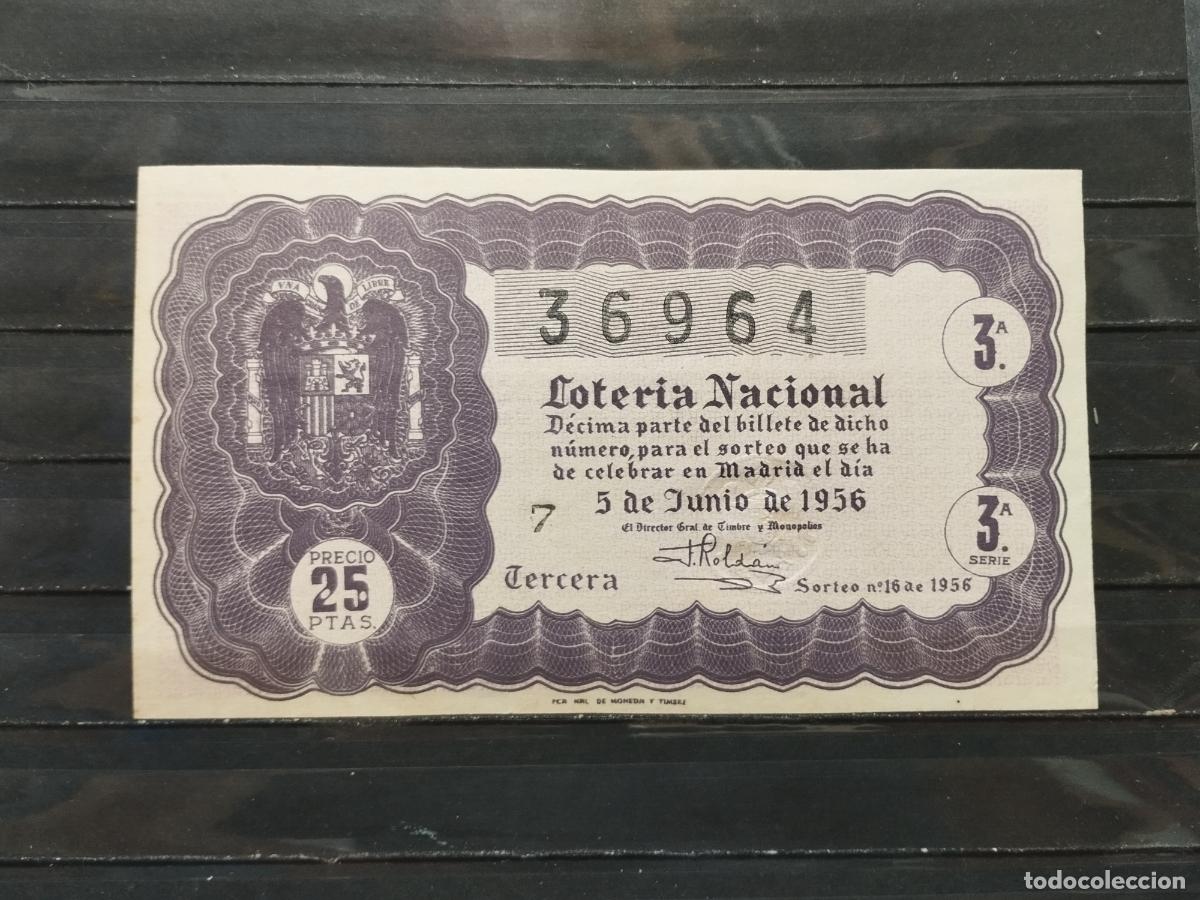 Lotteria Nationale Spagnola: BZB DECIMO DE LOTERIA 1956. SORTEO 16. PERFECTO SIN DOBLECES.