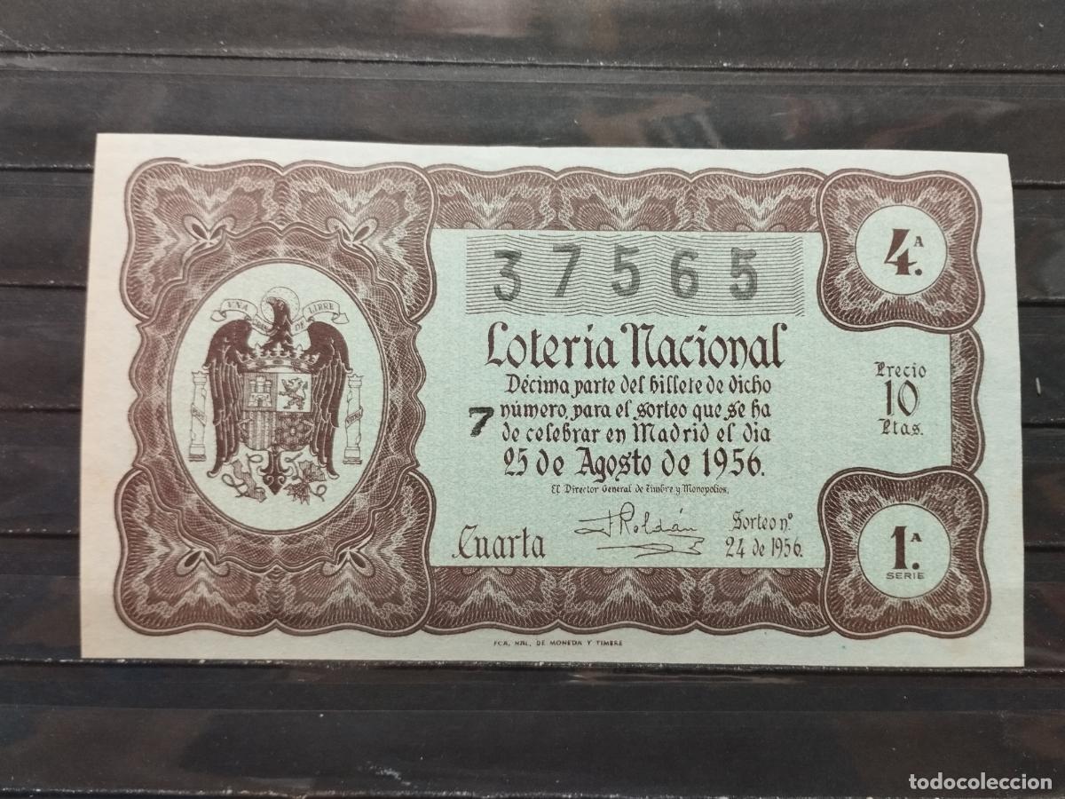 Nationale spanische Lotterie: BZB DECIMO DE LOTERIA 1956. SORTEO 24. PERFECTO SIN DOBLECES.
