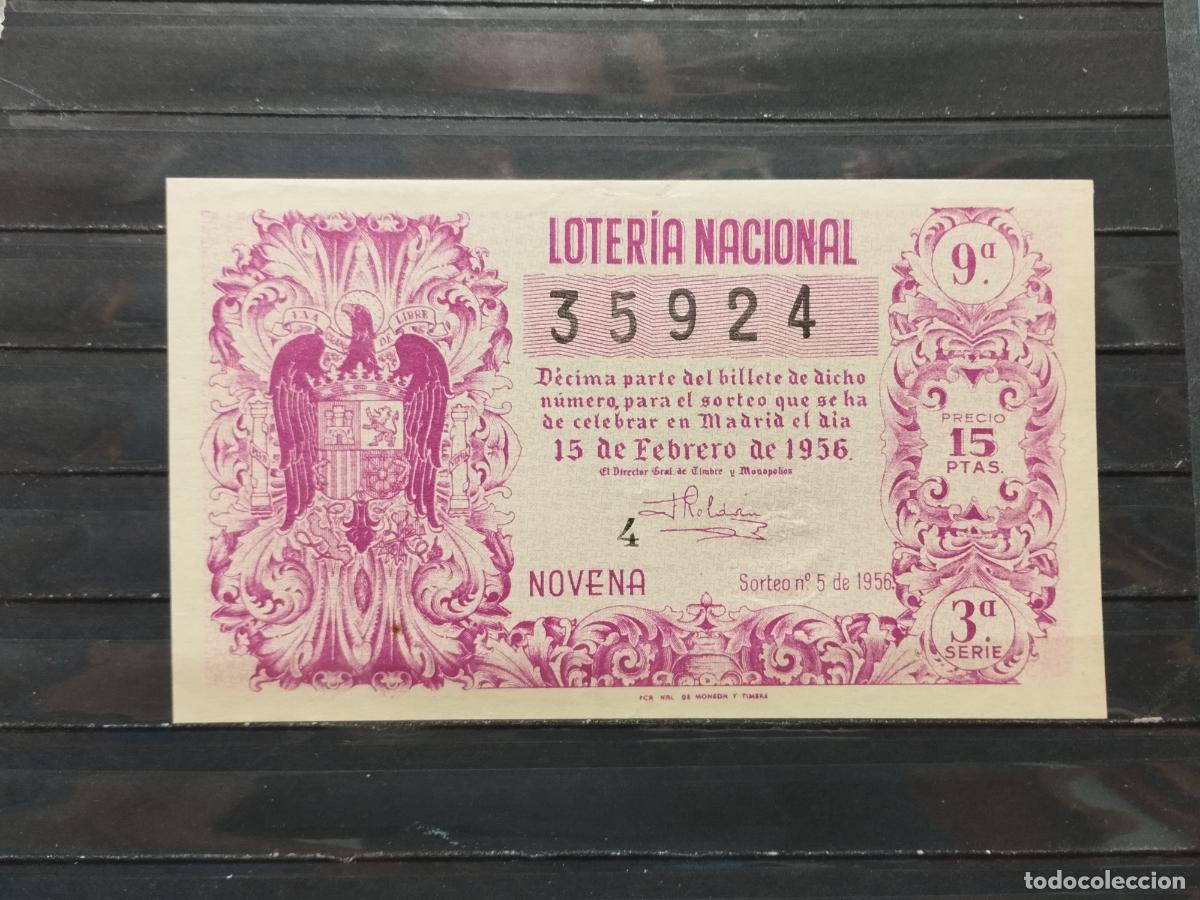 Lotaria Nacional: BZB DECIMO DE LOTERIA 1956. SORTEO 5. PERFECTO SIN DOBLECES.