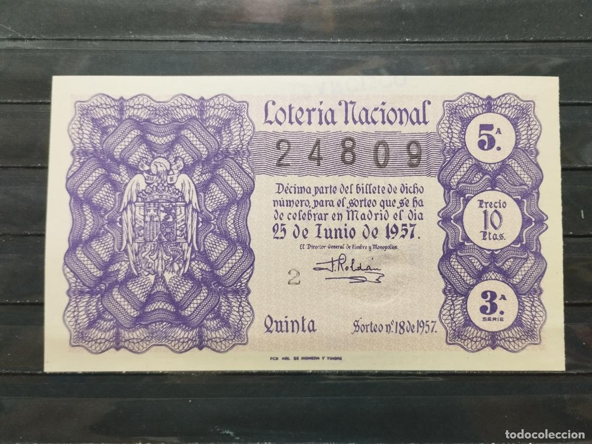 Lotaria Nacional: BZB DECIMO DE LOTERIA 1957. SORTEO 18. PERFECTO SIN DOBLECES.