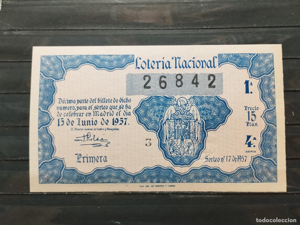 Lotaria Nacional: BZB DECIMO DE LOTERIA 1957. SORTEO 17. PERFECTO SIN DOBLECES.