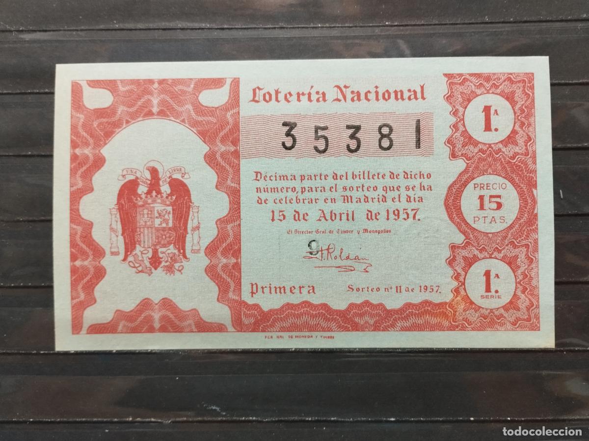 Lotaria Nacional: BZB DECIMO DE LOTERIA 1957. SORTEO 11. PERFECTO SIN DOBLECES.