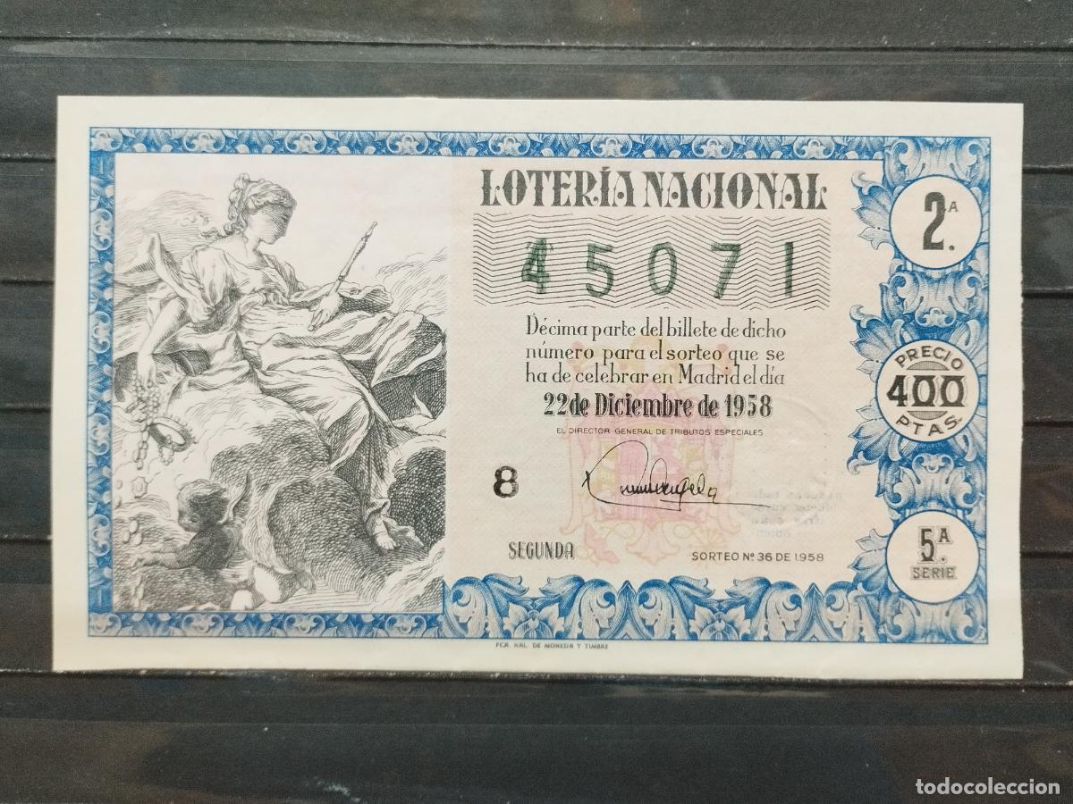 Lotaria Nacional: BZB DECIMO DE LOTERIA 1958. SORTEO 36. PERFECTO SIN DOBLECES.