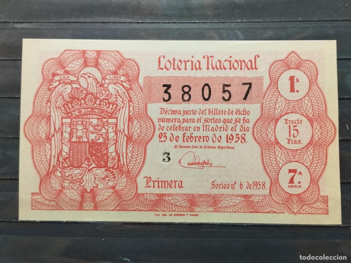 Lotaria Nacional: BZB DECIMO DE LOTERIA 1958. SORTEO 6. PERFECTO SIN DOBLECES.