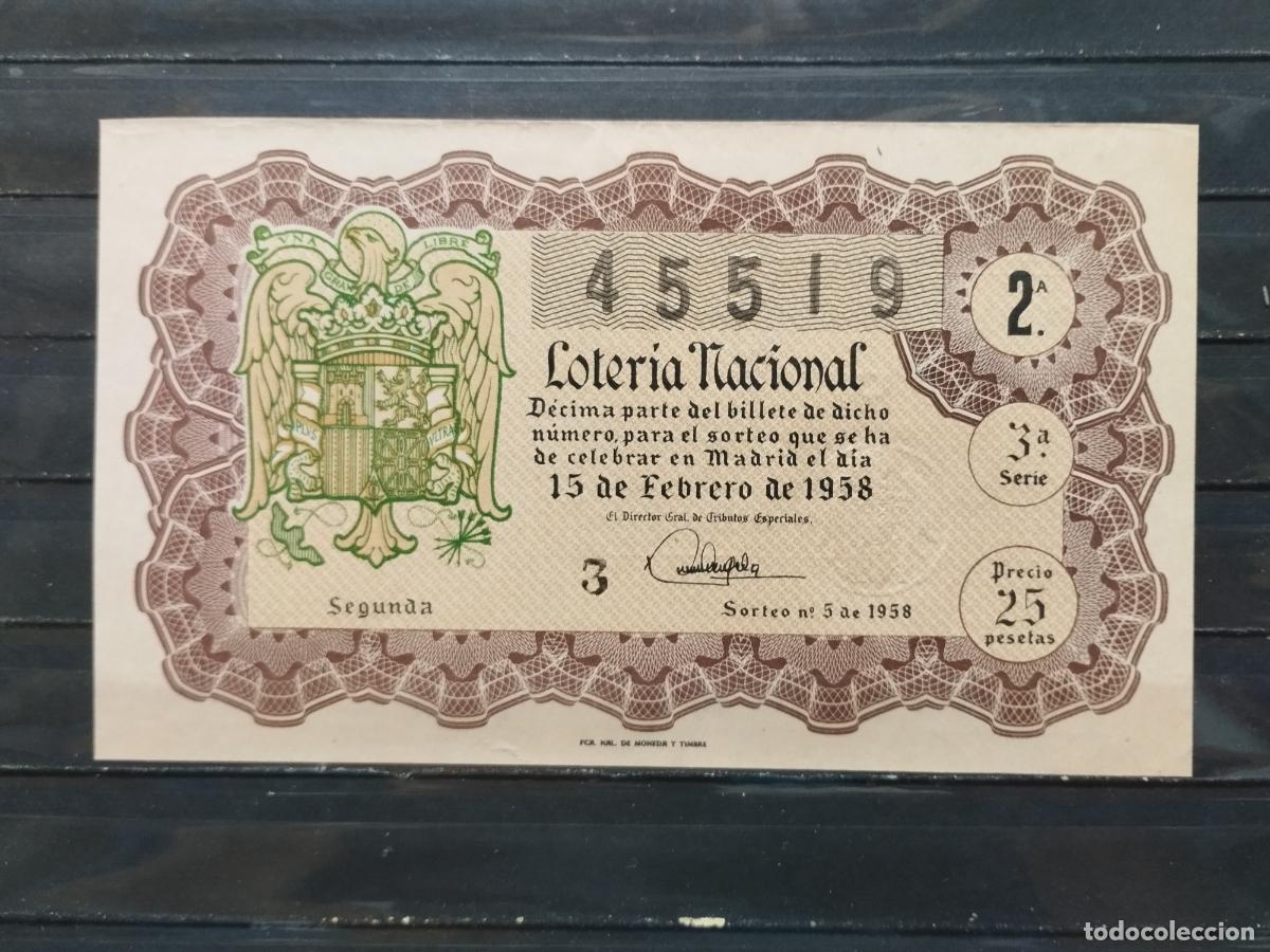 Lotaria Nacional: BZB DECIMO DE LOTERIA 1958. SORTEO 5. PERFECTO SIN DOBLECES.