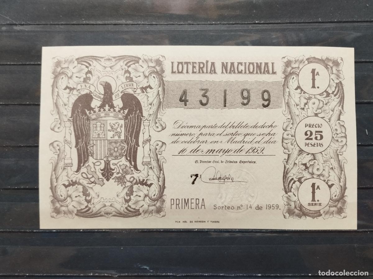 National Spanish Lottery: BZB DECIMO DE LOTERIA 1959. SORTEO 14. PERFECTO SIN DOBLECES.