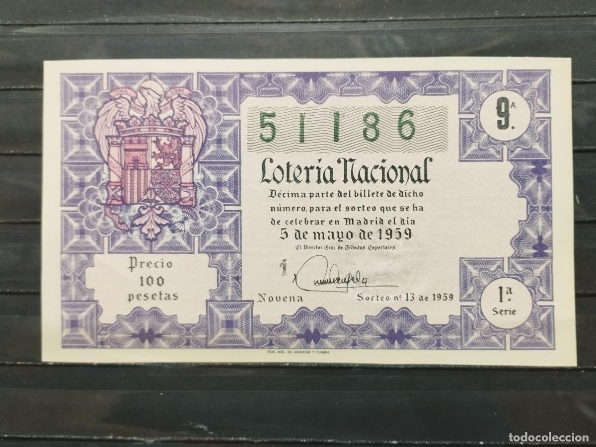 Lotaria Nacional: BZB DECIMO DE LOTERIA 1959. SORTEO 13. PERFECTO SIN DOBLECES.
