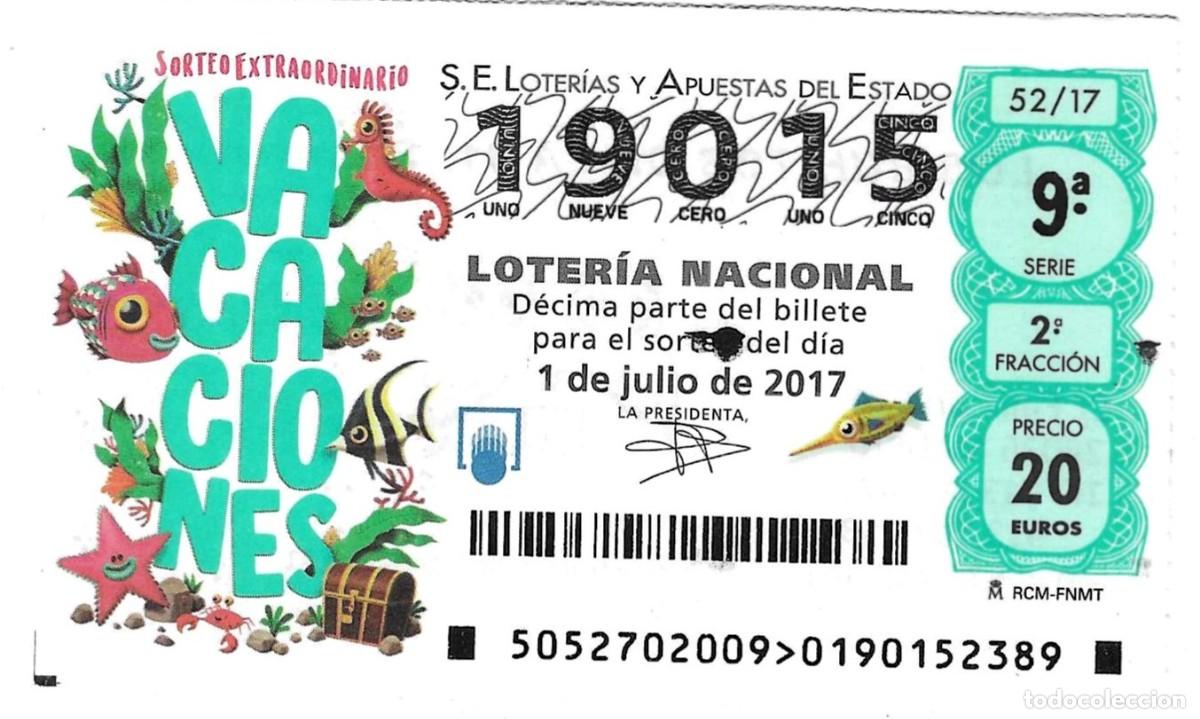 Loter&iacute;a nacional: D&eacute;cimo Loter&iacute;a Nacional, sorteo n&ordm; 52 de 2017. Sorteo Extraordinario de Vacaciones. ref. 9-1752
