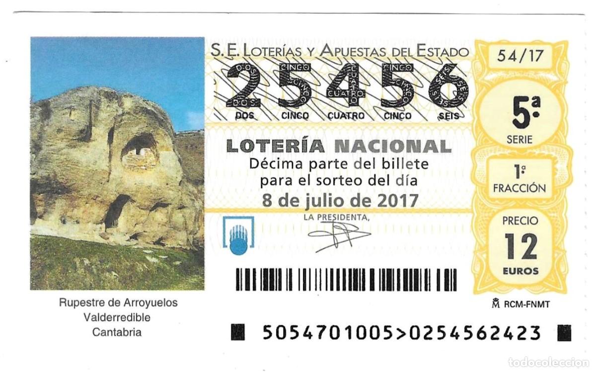 Loter&iacute;a nacional: D&eacute;cimo Loter&iacute;a Nacional, sorteo n&ordm; 54 de 2017. Rupestre de Arroyuelos. ref. 9-1754