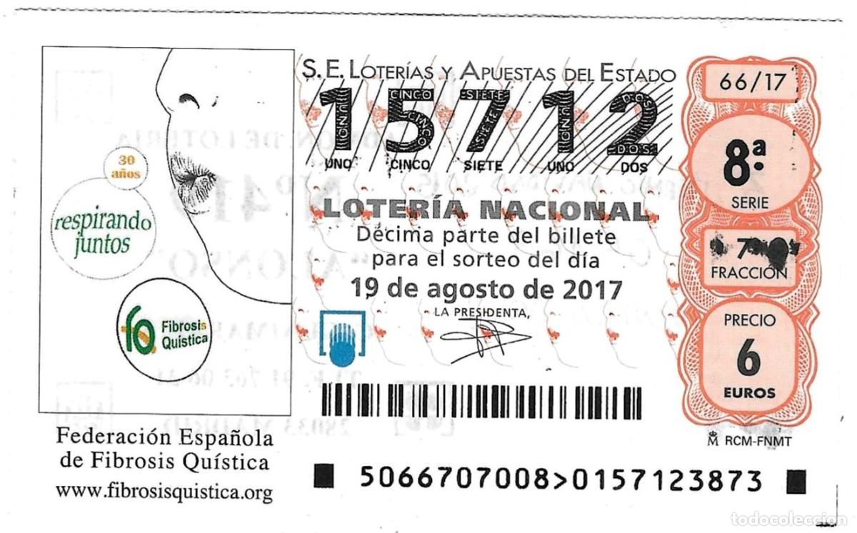 Loter&iacute;a nacional: D&eacute;cimo Loter&iacute;a Nacional, sorteo n&ordm; 66 de 2017. Federaci&oacute;n Espa&ntilde;ola de Fibrosis Qu&iacute;stica. 9-1766