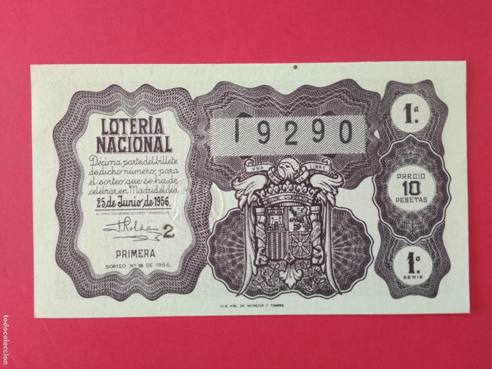 Loter&iacute;a nacional: DECIMO DE LOTERIA NACIONAL A&Ntilde;O 1956 SORTEO N&ordm; 18