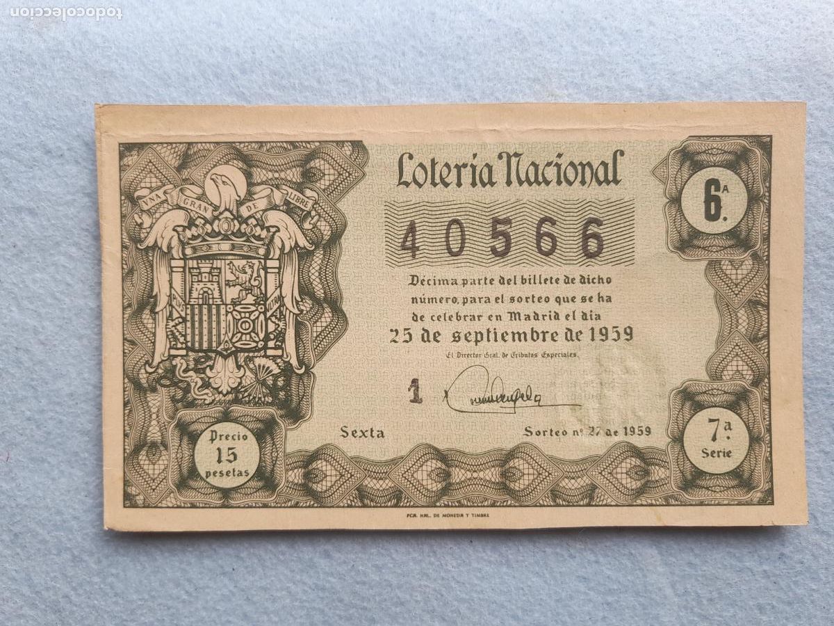 Lotteria Nationale Spagnola: D&eacute;cimo. Sorteo n&ordm; 27 del a&ntilde;o 1959.