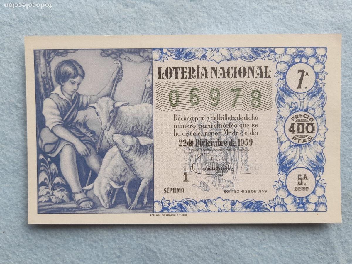 Lotteria Nationale Spagnola: D&eacute;cimo. Sorteo n&ordm;: 36 de 1959.