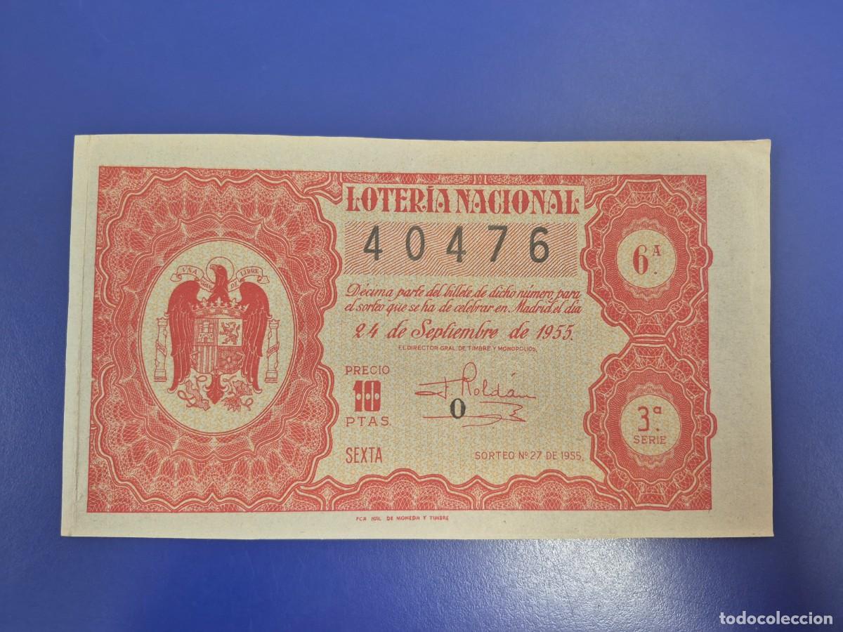 Loter&iacute;a nacional: LOTERIA NACIONAL SORTEO 27 DE 1955