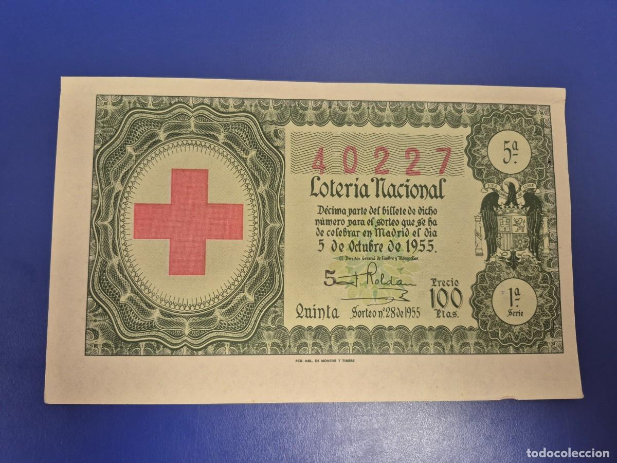 Loter&iacute;a nacional: LOTERIA NACIONAL SORTEO 28 DE 1955 CRUZ ROJA