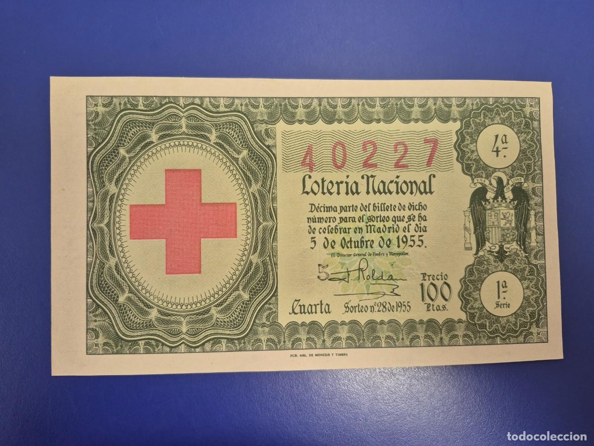 Loter&iacute;a nacional: LOTERIA NACIONAL SORTEO 28 DE 1955 CRUZ ROJA