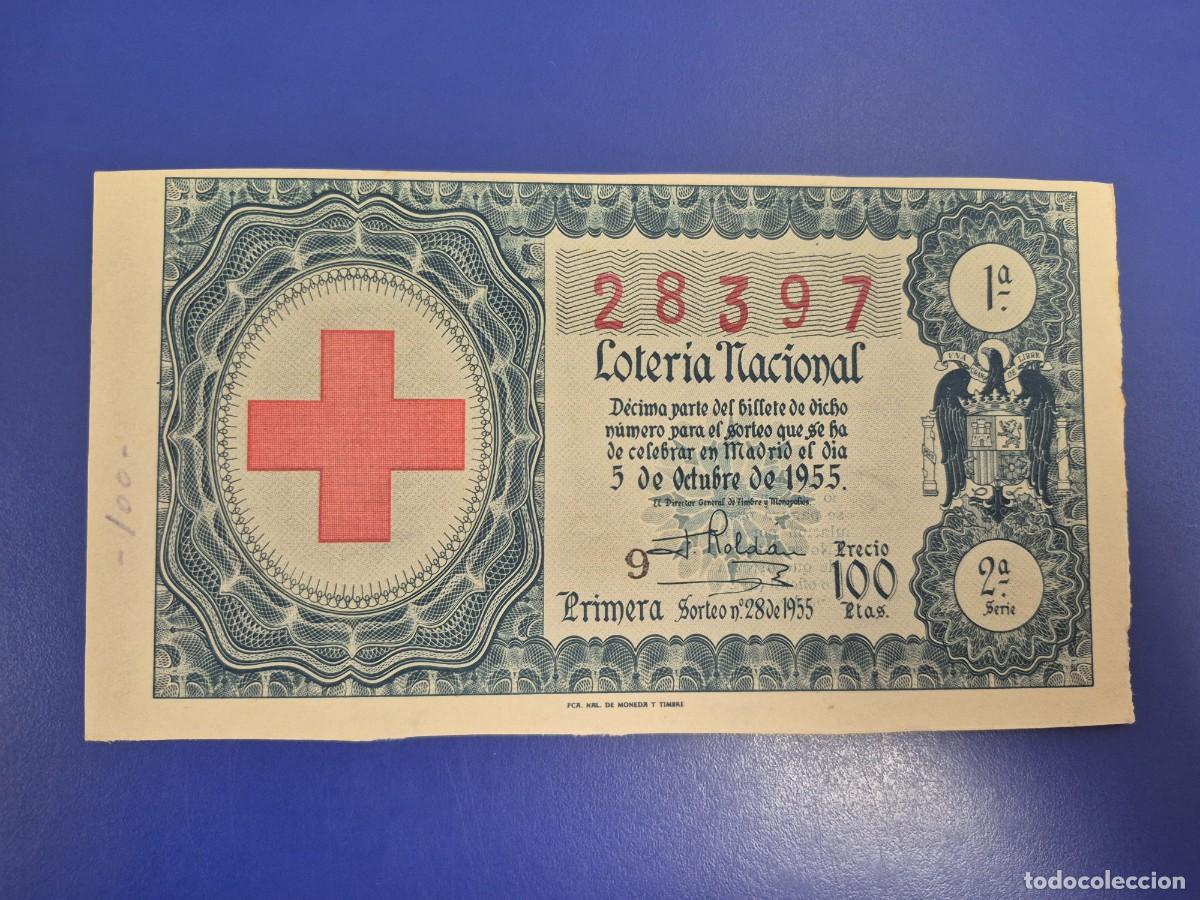 Loter&iacute;a nacional: LOTERIA NACIONAL SORTEO 28 DE 1955 CRUZ ROJA