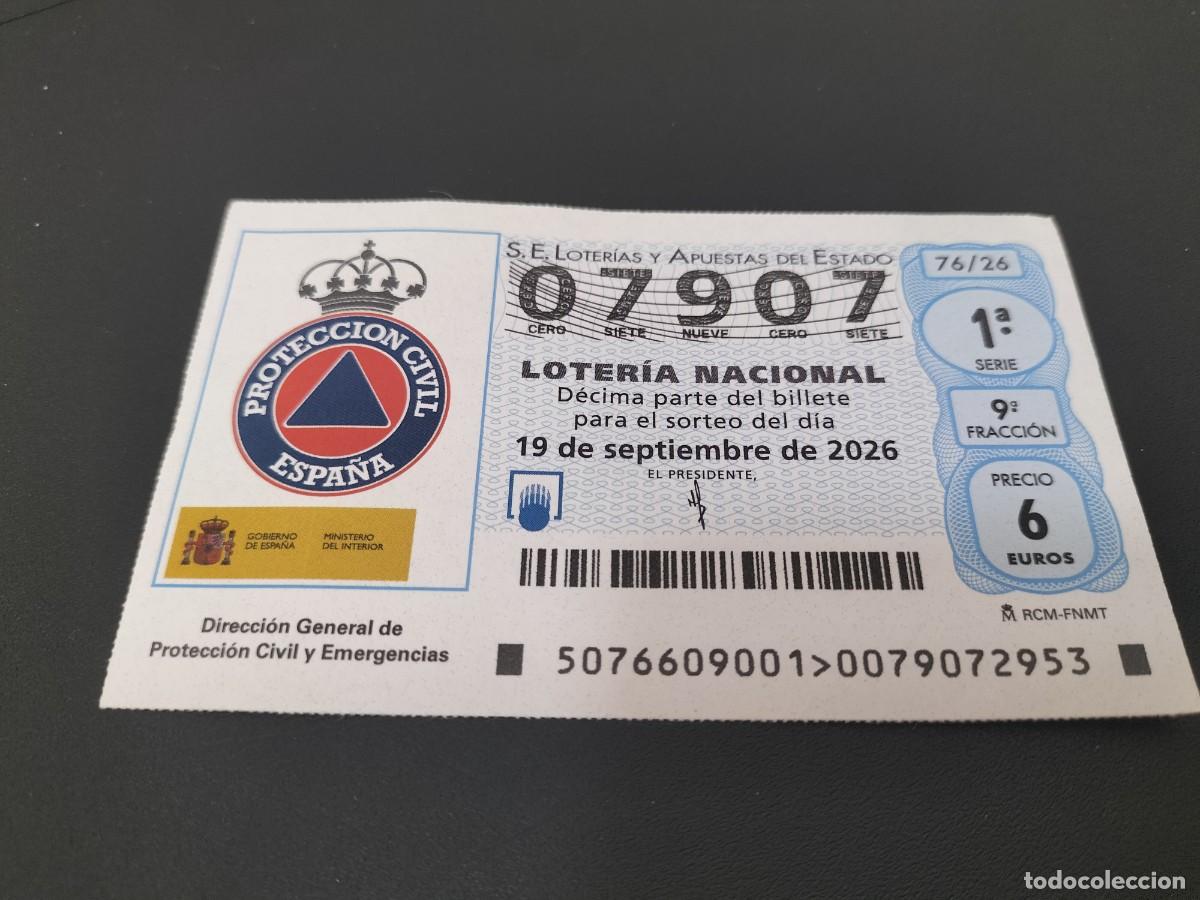 Loter&iacute;a nacional: 1 DECIMO LOTERIA NACIONAL SABADO 19 SEPTIEMBRE 2026 76/26 PROTECCION CIVIL Y EMERGENCIAS