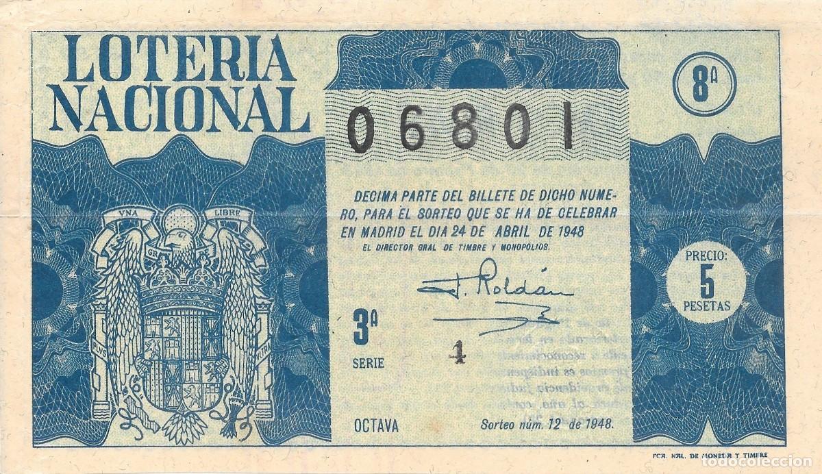 National Spanish Lottery: LOTER&Iacute;A NACIONAL. SORTEO 12 DE 1948