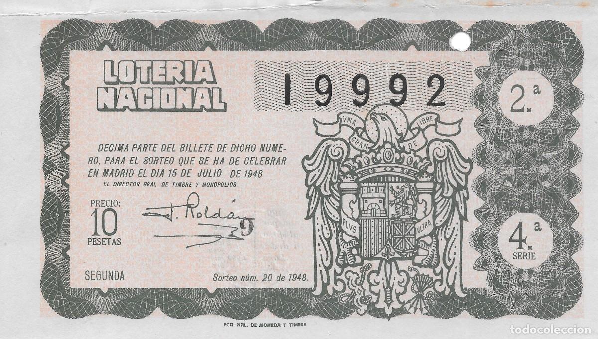 National Spanish Lottery: LOTER&Iacute;A NACIONAL. SORTEO 20 DE 1948