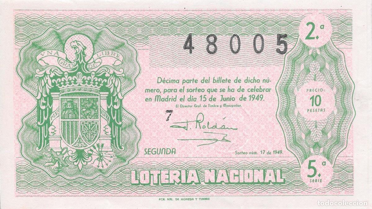 National Spanish Lottery: LOTER&Iacute;A NACIONAL. SORTEO 17 DE 1949