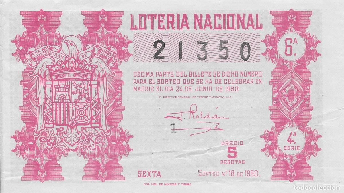 Nationale spanische Lotterie: LOTER&Iacute;A NACIONAL. SORTEO 18 DE 1950