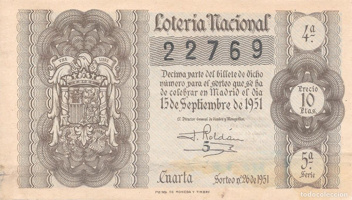 Nationale spanische Lotterie: LOTER&Iacute;A NACIONAL. SORTEO 26 DE 1951