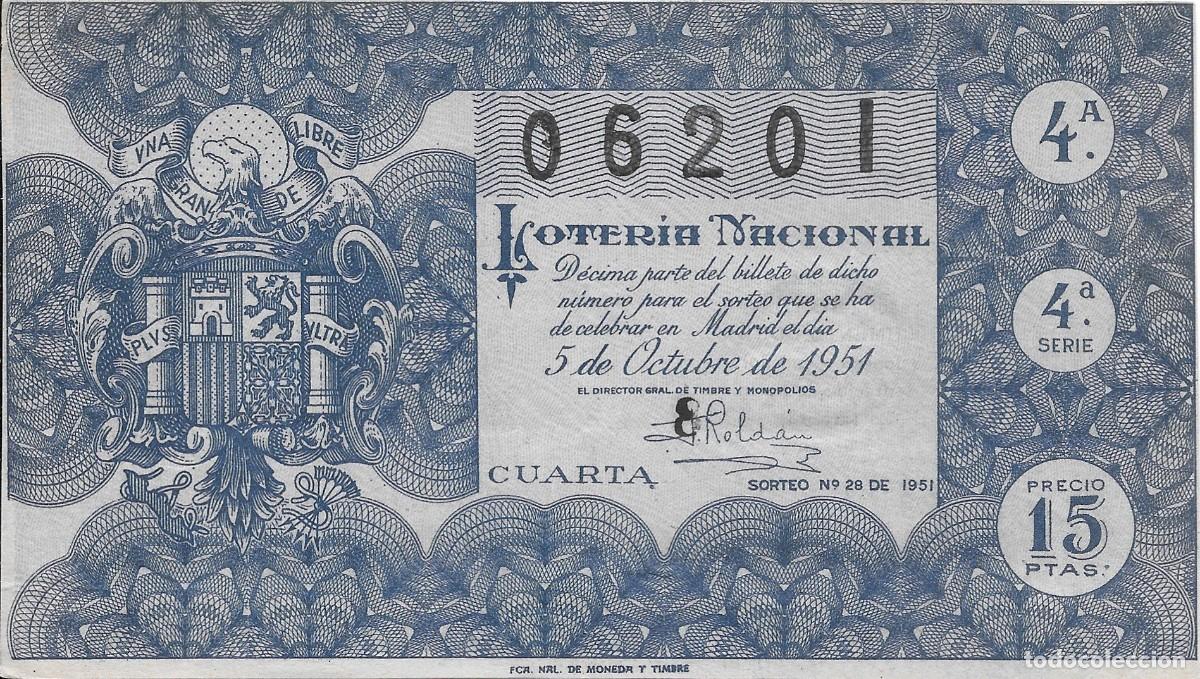 Nationale spanische Lotterie: LOTER&Iacute;A NACIONAL. SORTEO 28 DE 1951