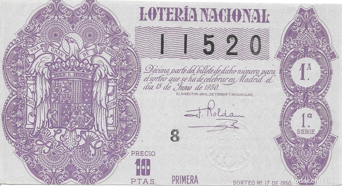 National Spanish Lottery: LOTER&Iacute;A NACIONAL. SORTEO 17 DE 1950