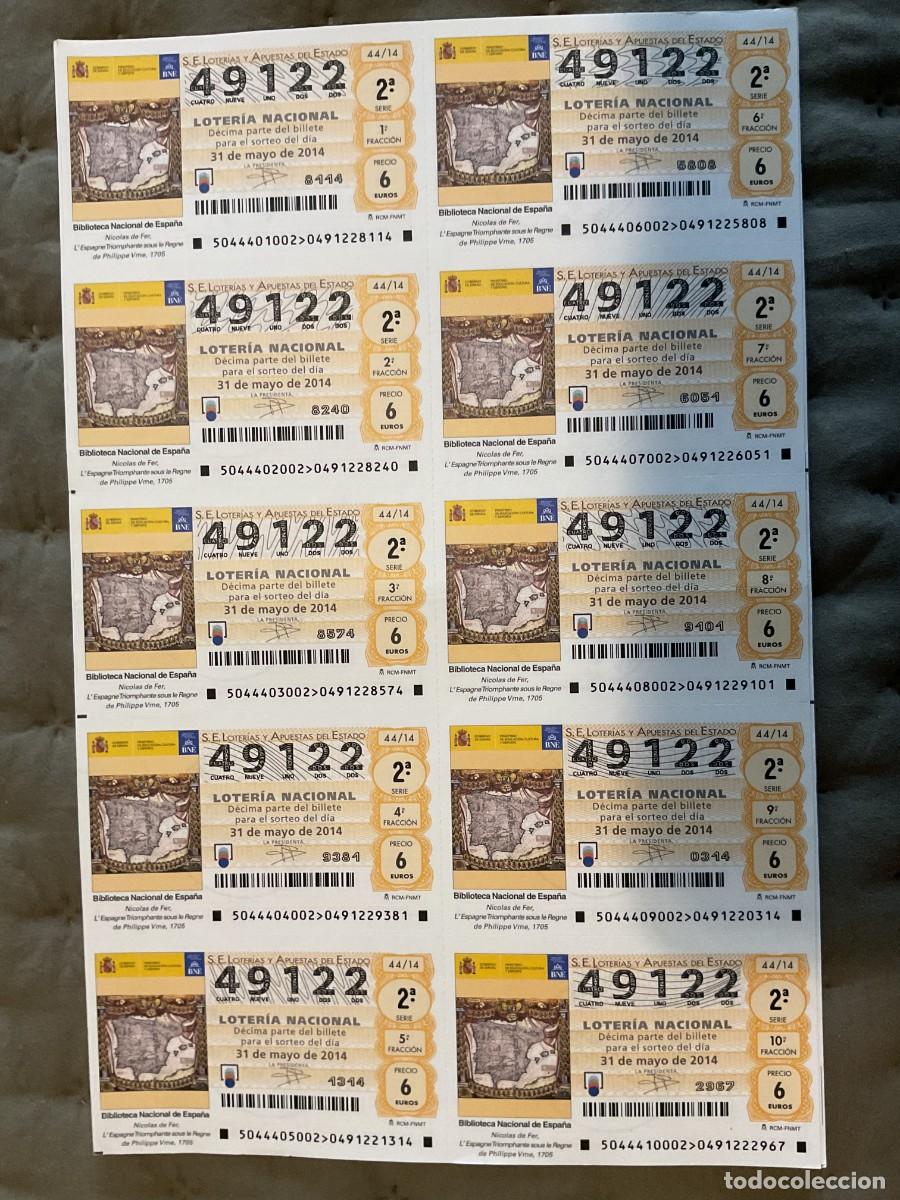 Loter&iacute;a nacional: BILLETE LOTERIA SABADO N&ordm; 49122 SORTEO 44 A&Ntilde;O 2014