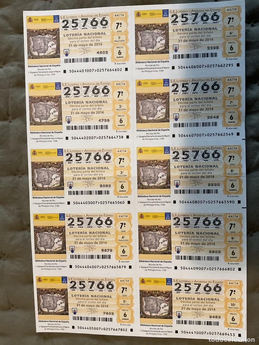 Loter&iacute;a nacional: BILLETE LOTERIA SABADO N&ordm; 25766 SORTEO 44 A&Ntilde;O 2014