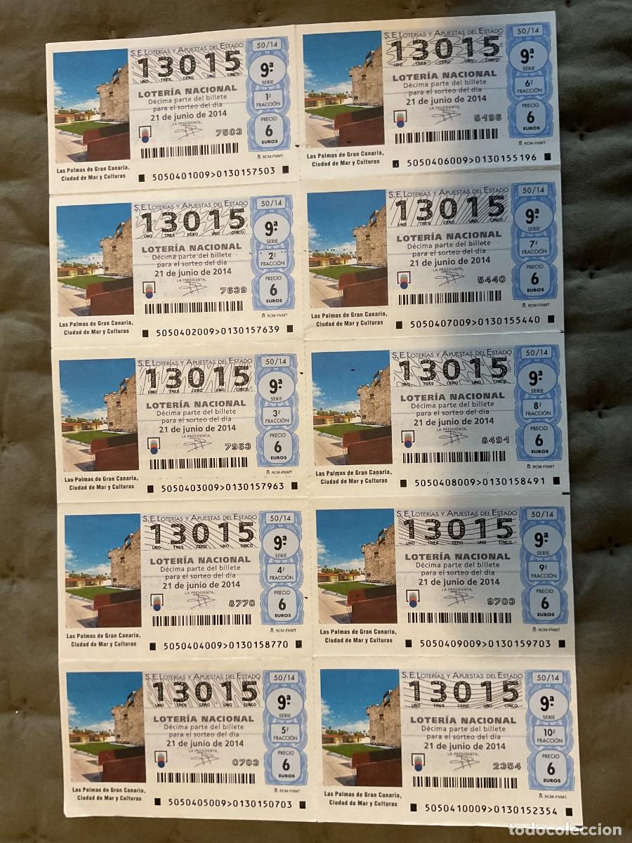 Loter&iacute;a nacional: BILLETE LOTERIA SABADO N&ordm; 13015 SORTEO 50 A&Ntilde;O 2014