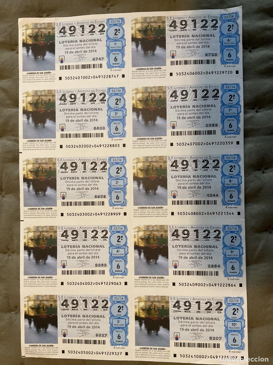 Loter&iacute;a nacional: BILLETE LOTERIA SABADO N&ordm; 49122 SORTEO 32 A&Ntilde;O 2014