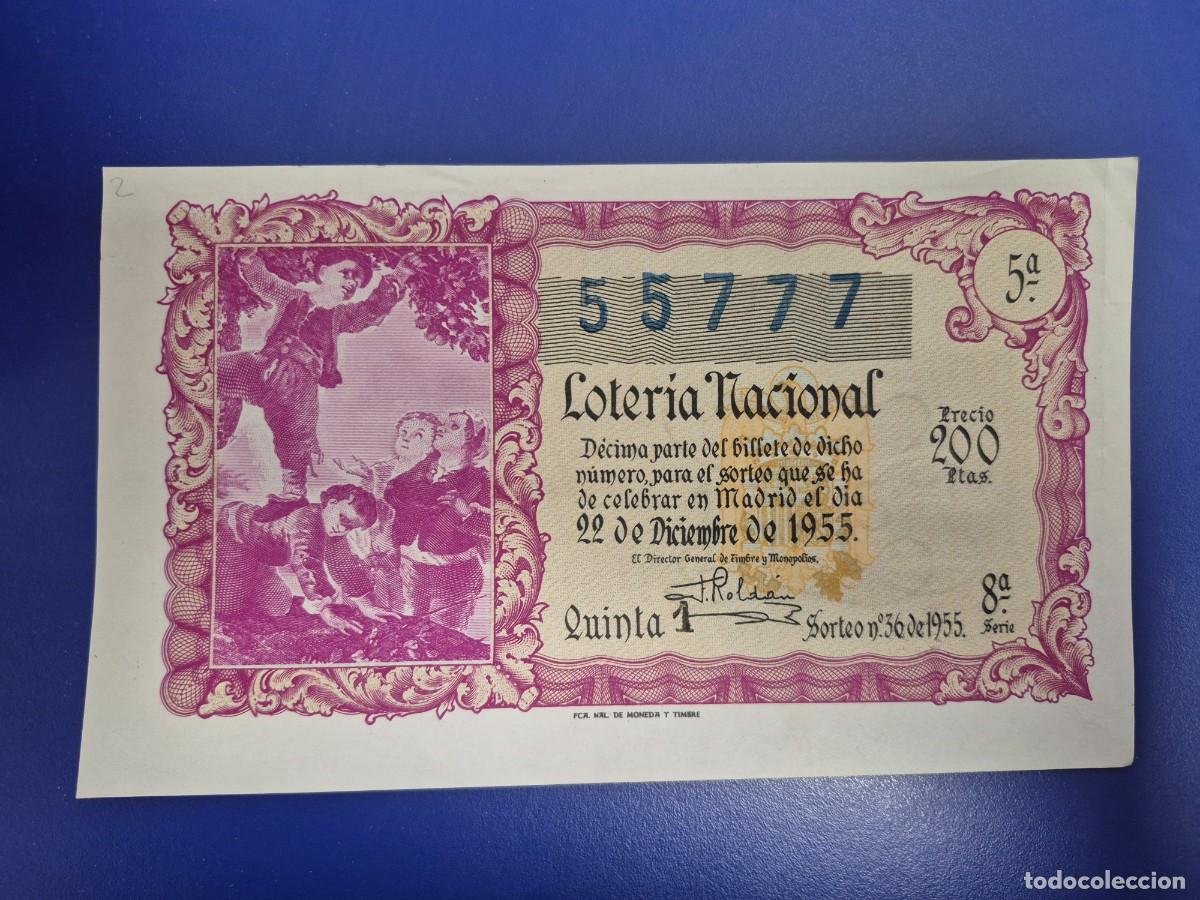 Loter&iacute;a nacional: LOTERIA NACIONAL SORTEO 36 DE 1955 NAVIDAD
