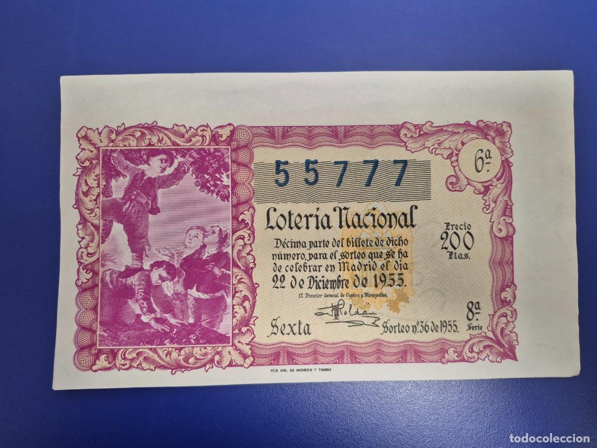 Loter&iacute;a nacional: LOTERIA NACIONAL SORTEO 36 DE 1955 NAVIDAD