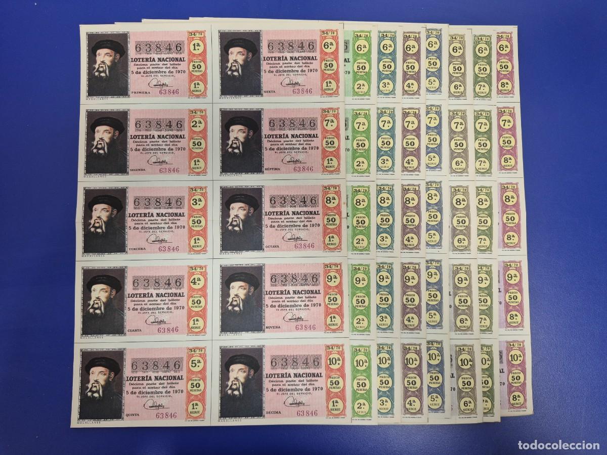 Loter&iacute;a nacional: LOTERIA NACIONAL SORTEO 34 DE 1970 SERIE COMPLETA NUMERO 63846