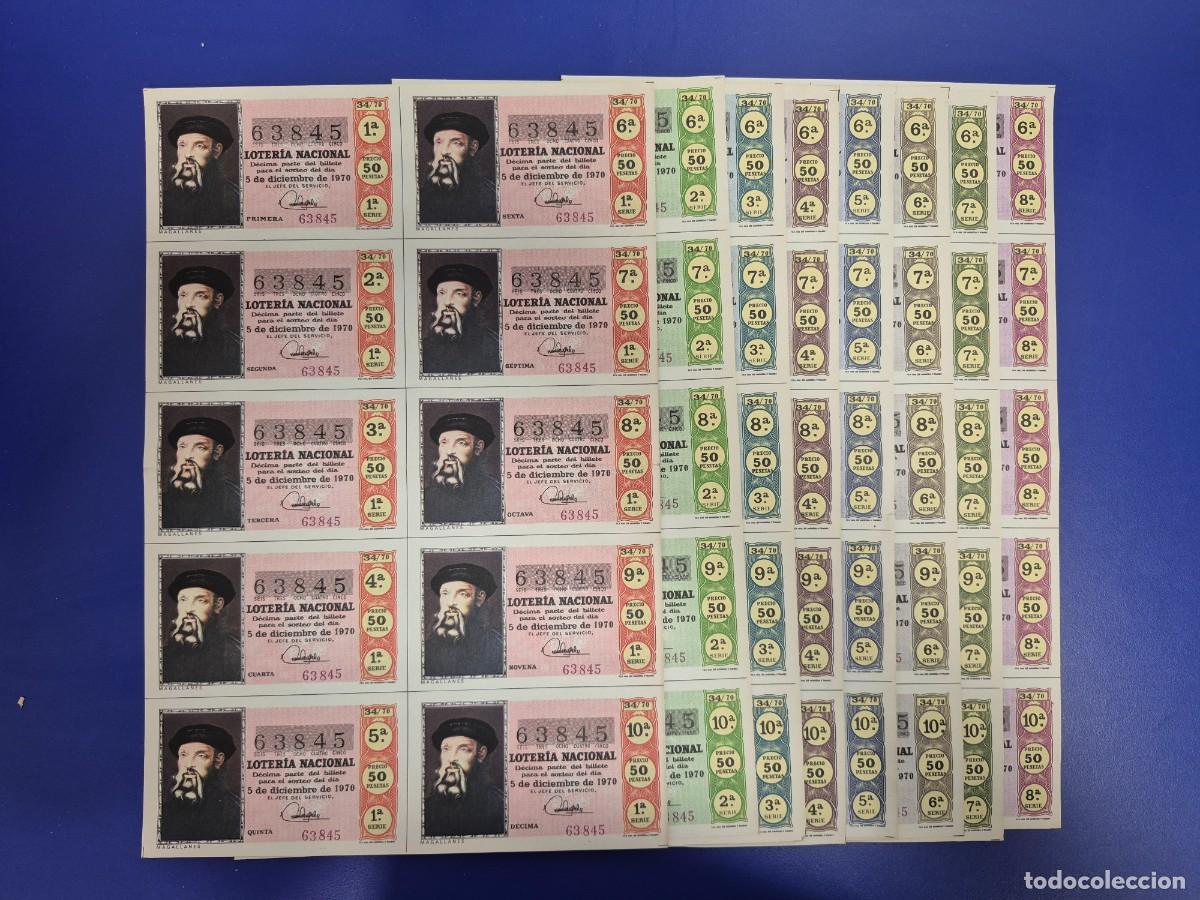 Loter&iacute;a nacional: LOTERIA NACIONAL SORTEO 34 DE 1970 SERIE COMPLETA NUMERO 63845