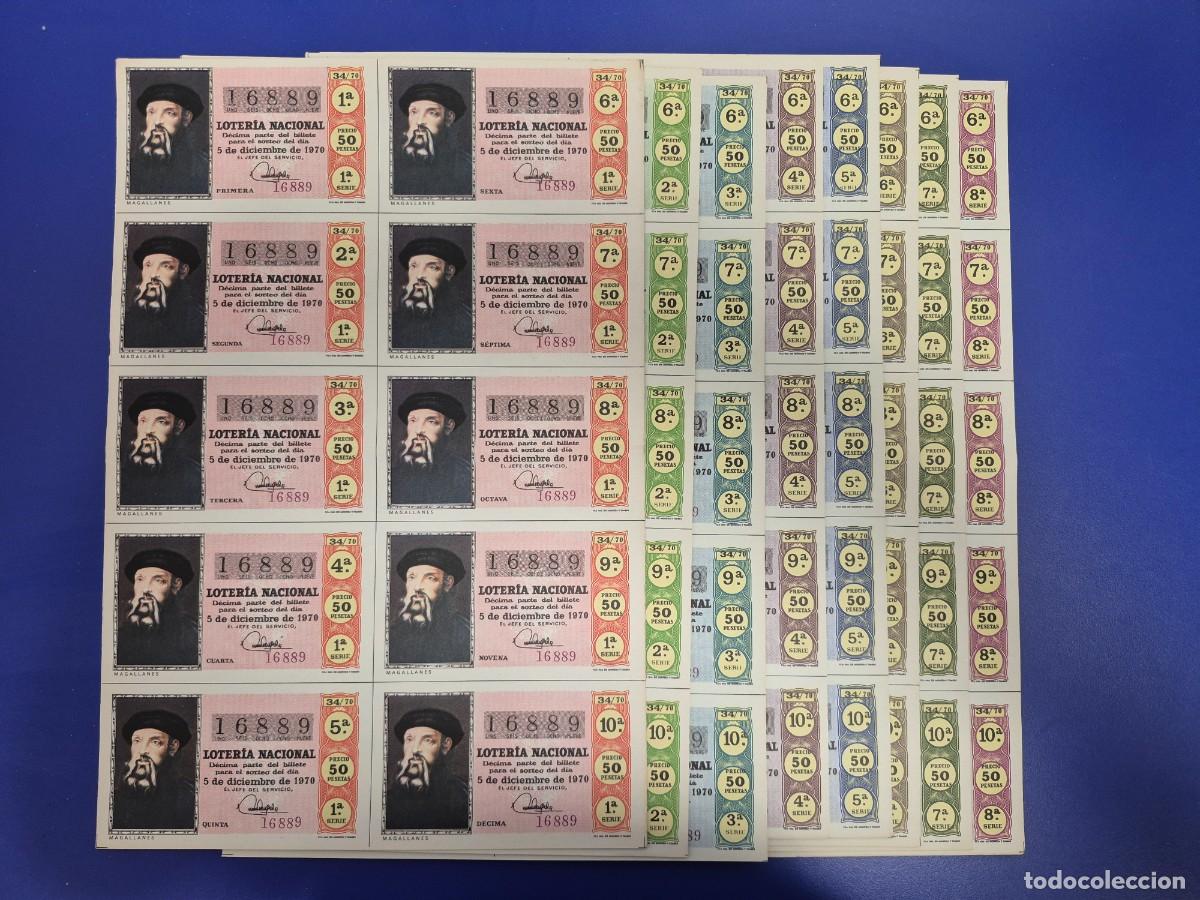 Loter&iacute;a nacional: LOTERIA NACIONAL SORTEO 34 DE 1970 SERIE COMPLETA