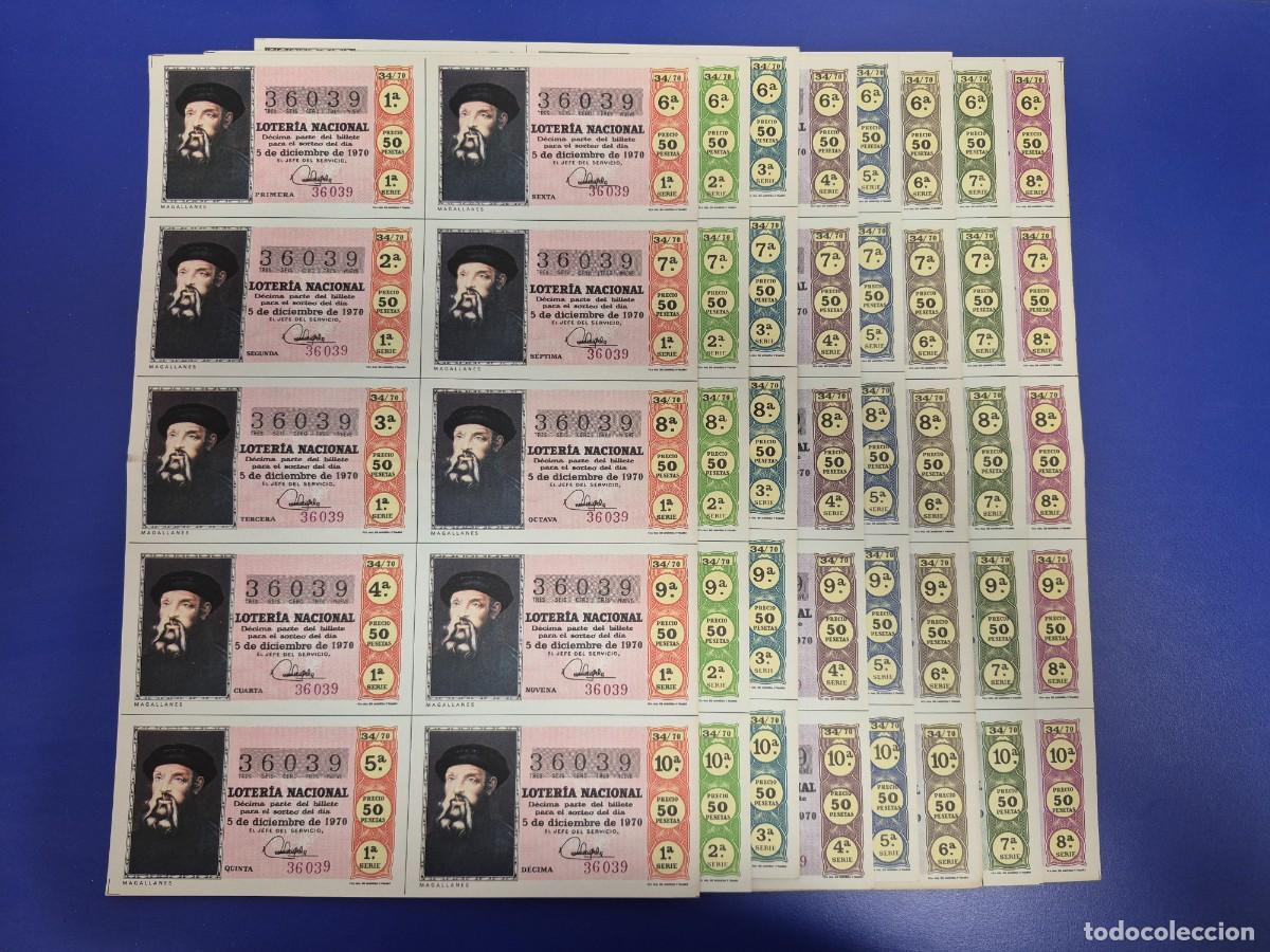 Loter&iacute;a nacional: LOTERIA NACIONAL SORTEO 34 DE 1970 SERIE COMPLETA