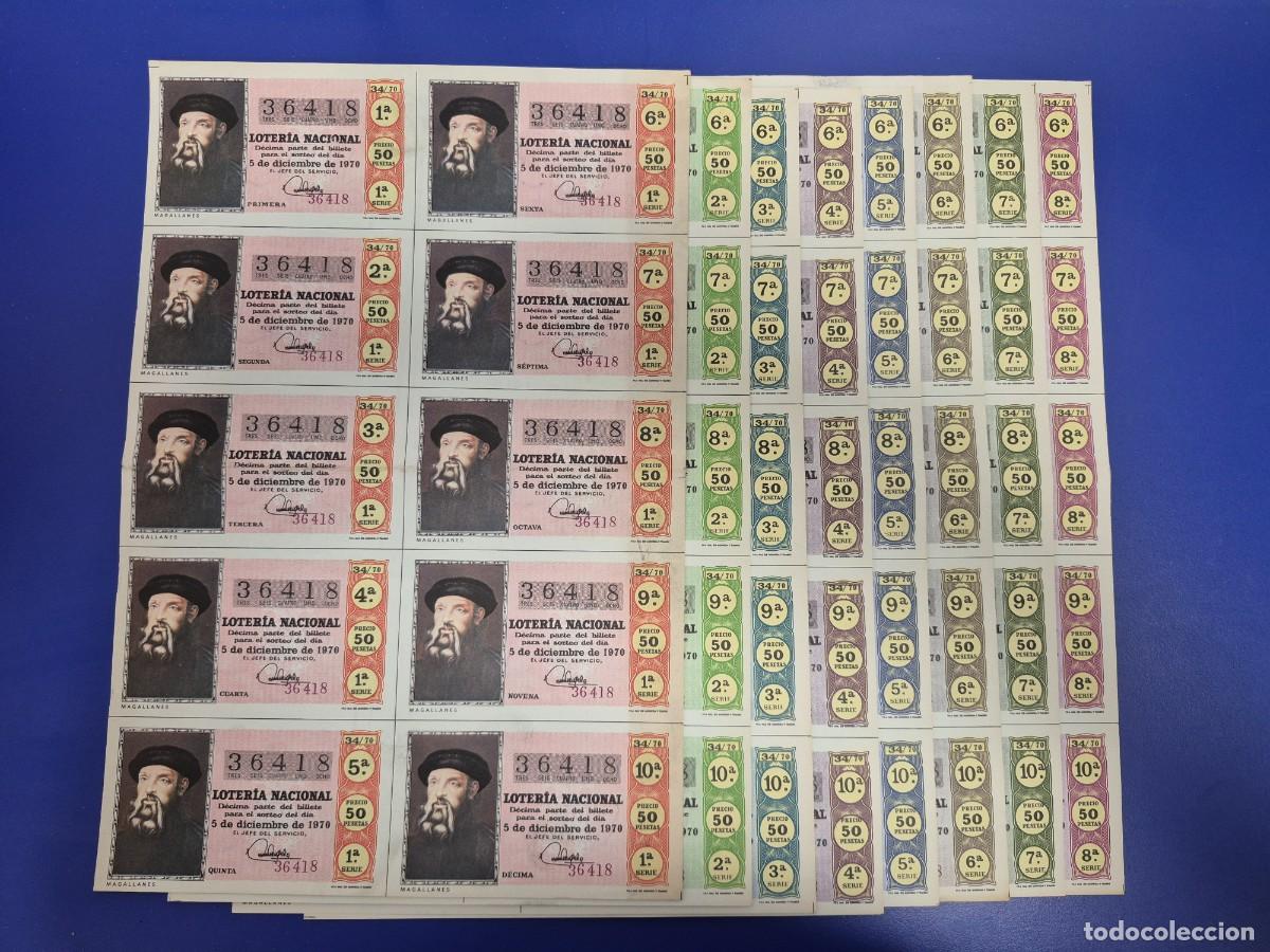 Loter&iacute;a nacional: LOTERIA NACIONAL SORTEO 34 DE 1970 SERIE COMPLETA