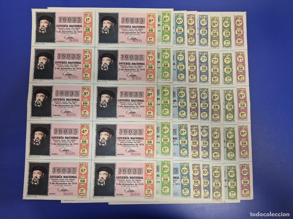 Loter&iacute;a nacional: LOTERIA NACIONAL SORTEO 34 DE 1970 SERIE COMPLETA
