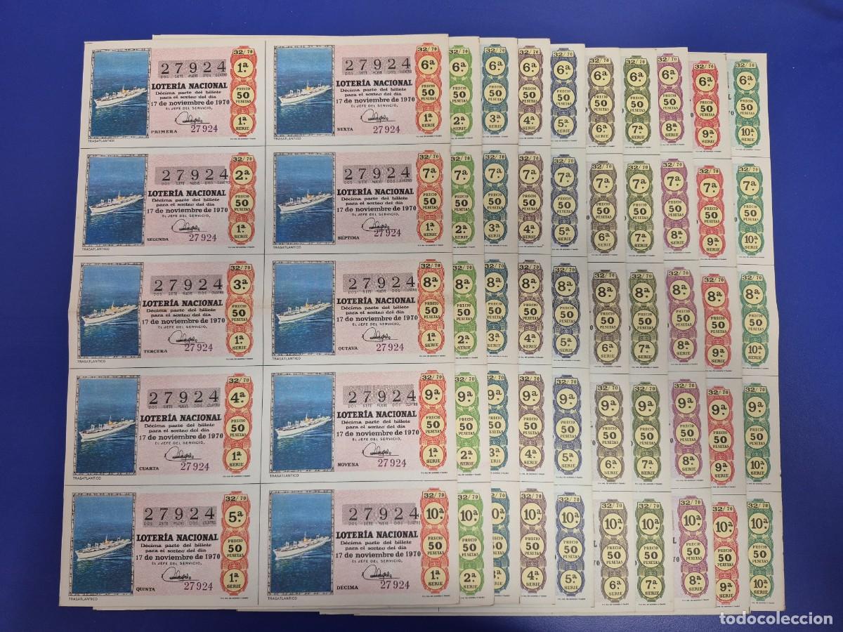 Loter&iacute;a nacional: LOTERIA NACIONAL SORTEO 32 DE 1970 10 SERIE COMPLETA