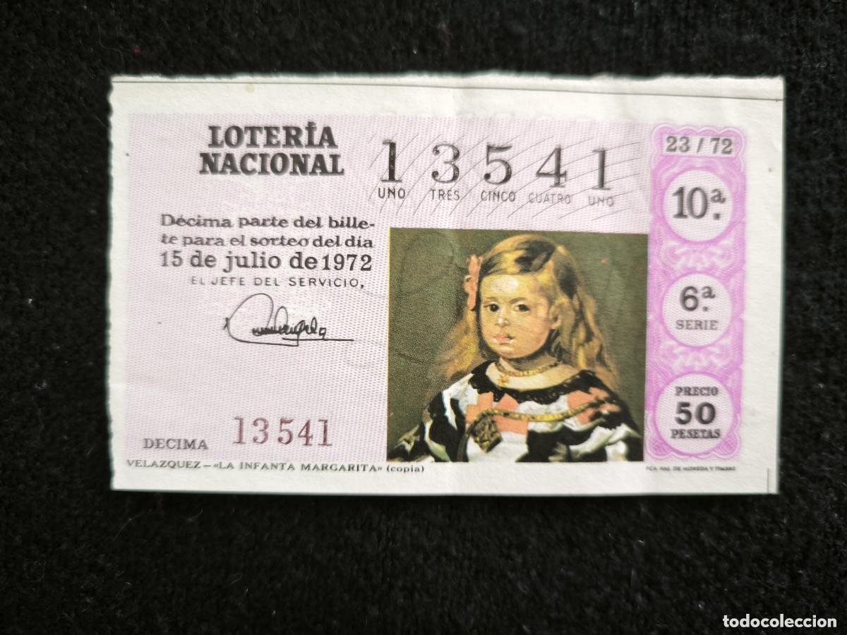 Loter&iacute;a nacional: D&eacute;cimo Loter&iacute;a Nacional 1972 Infanta Margarita Vel&aacute;zquez &ndash; Billete Antiguo Para Coleccionistas