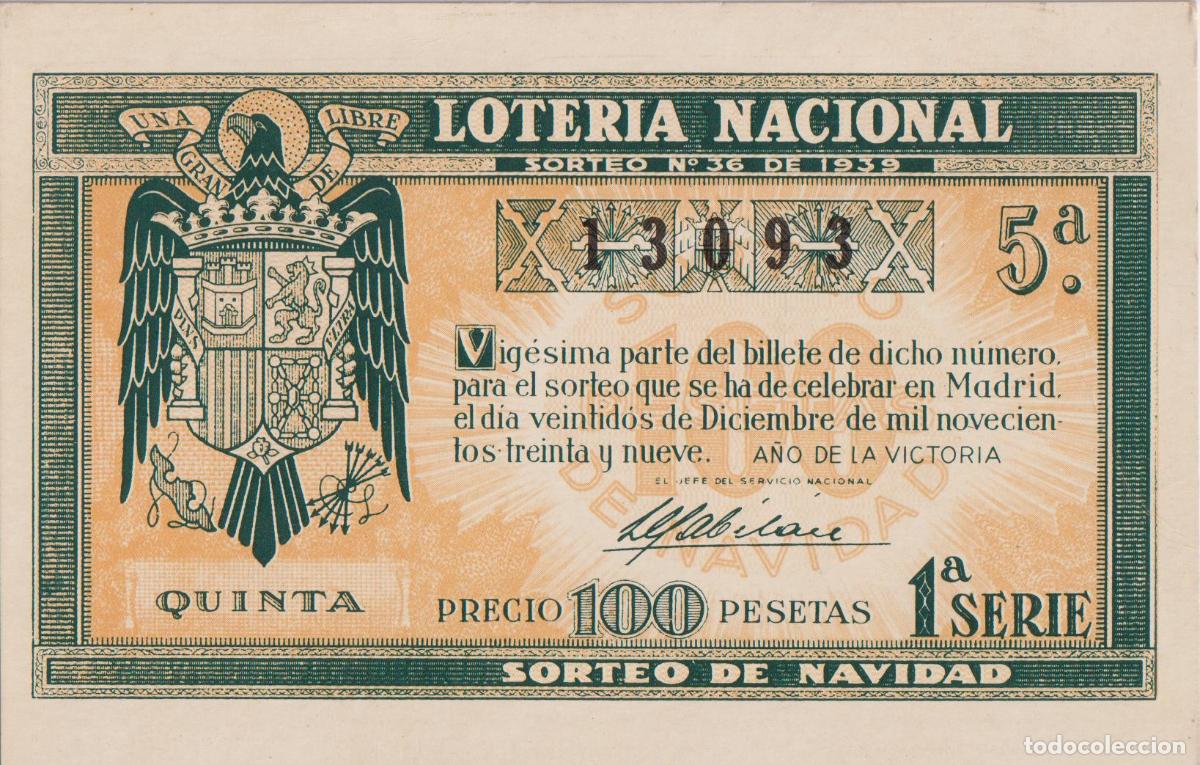 Loter&iacute;a nacional: LOTERIA NACIONAL - PRIMER PREMIO DEL SORTEO DE 22 E DICIEMBRE DE 1939 - SERIE D