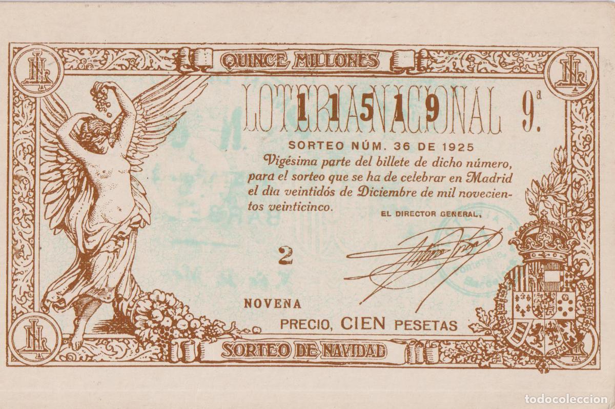 Loter&iacute;a nacional: LOTERIA NACIONAL - PRIMER PREMIO DEL SORTEO DE 22 E DICIEMBRE DE 1925 - SERIE D