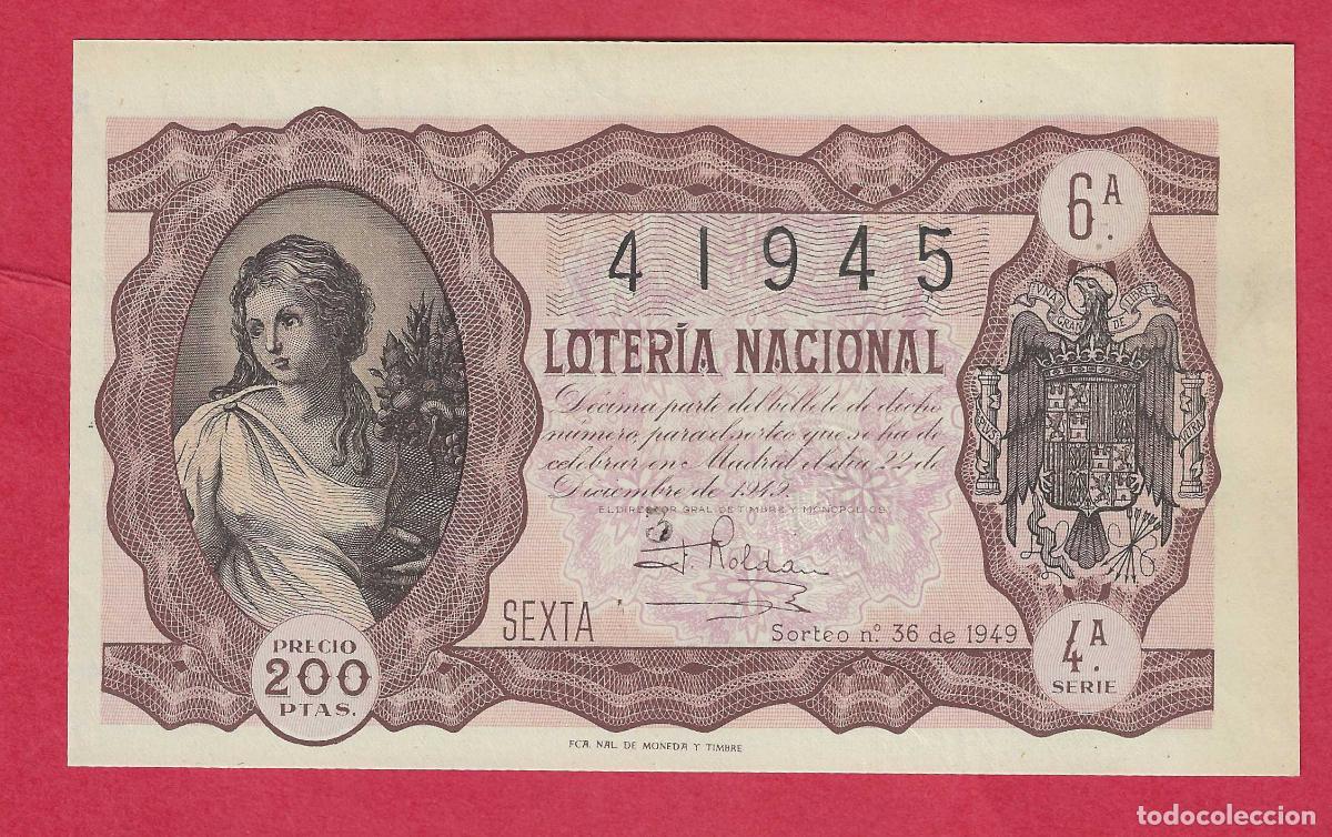 Loter&iacute;a nacional: LOTERIA SORTEO 36 DE 1949 22 DE DICIEMBRE DE 1949 NAVIDAD