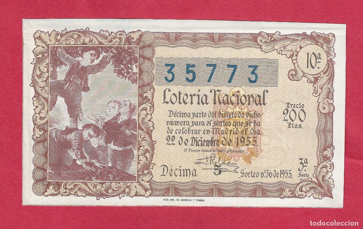 Loter&iacute;a nacional: LOTERIA SORTEO 36 DE 1955 22 DE DICIEMBRE NAVIDAD