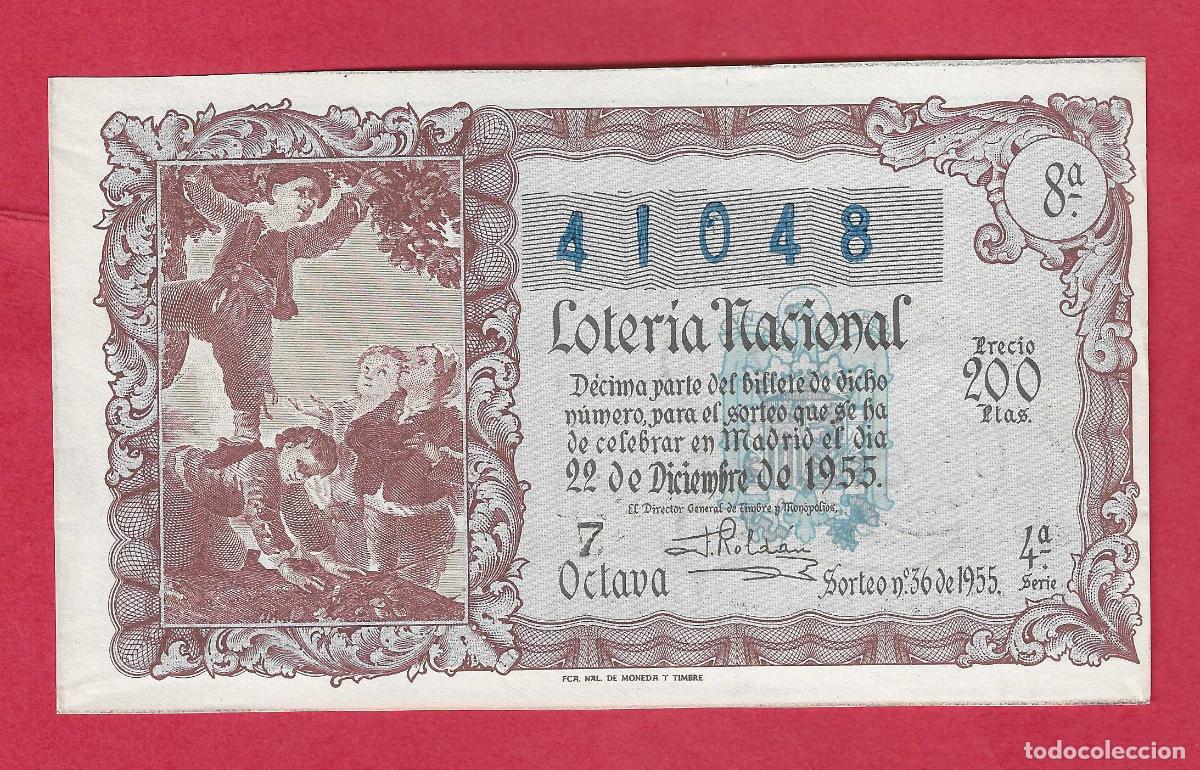Loter&iacute;a nacional: LOTERIA SORTEO 36 DE 1955 22 DE DICIEMBRE NAVIDAD