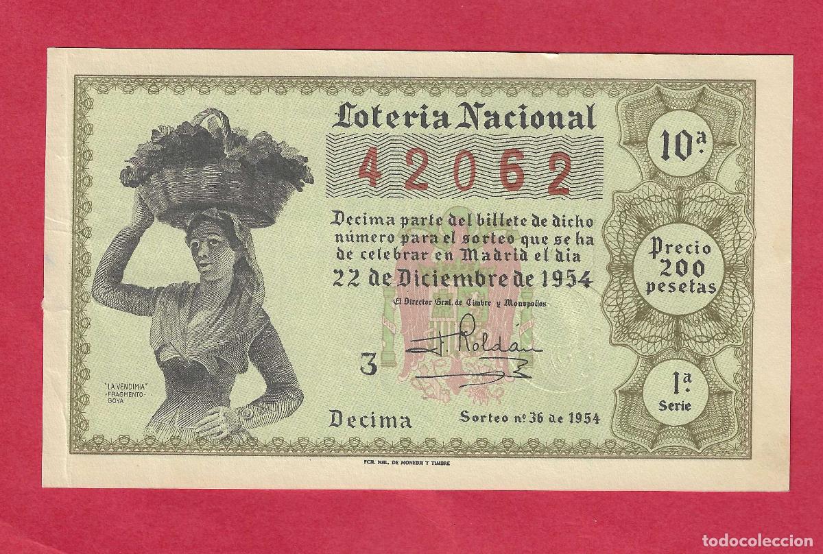 Loter&iacute;a nacional: LOTERIA SORTEO 36 DE 1954 22 DE DICIEMBRE NAVIDAD